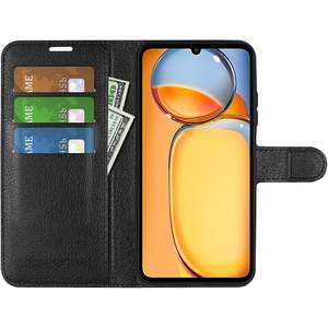 Funda con tapa para Xiaomi Redmi 13C 4G LTE C65, funda protectora magnética de cuero PU tipo billetera, color negro - Product Image 5