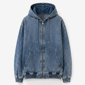 Hoodie en jean pour homme de qualité supérieure avec poche kangourou - Product Image 1