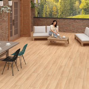 Baldosas de porcelana tipo parquet de madera Latina Crema de 8x48 pulgadas con acabado tallado para espacios interiores elegantes - Product Image 2