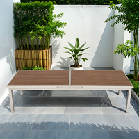 Ensemble de table et chaises de jardin en bois et tissu, mobilier d'extérieur moderne