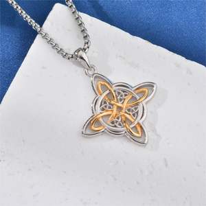 Wicca Pagan penyihir kalung simpul dengan ibu dari mutiara 316l baja tahan karat Pvd 18k berlapis perhiasan emas kalung simpul <span class=keywords><strong>Celtic</strong></span> - Product Image 2