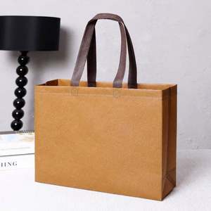 Sac de courses personnalisé à large ouverture, marron, durable, imperméable et enduit, en non-tissé - Product Image 2