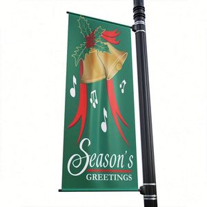 Large Format Street Light Pole Banner Double Sided Custom Printed <b>Vinyl</b> for Roadside Branding Campaigns - Product Image 1