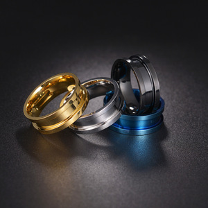 Hot Sale Fashion High Quality 8mm 6mm 4mm <strong>Titanium</strong> Steel Multi Colors Core Blank <strong>Ring</strong> Grooved Inlay <strong>Rings</strong> for <strong>Men</strong> Women - Product Image 1