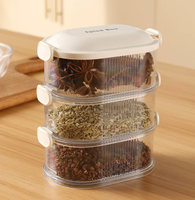 Boîte de rangement pour condiments et assaisonnements de cuisine, en plastique PET, avec couvercle à clipser, design moderne