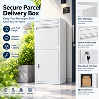 Boîte à colis double compartiment blanche avec serrure à clé, fente pour courrier, en acier, pour livraison de colis, boîte aux lettres autoportante pour extérieur, maison, véranda