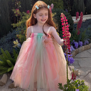 Vestido <span class=keywords><strong>de</strong></span> Playa Arcoíris <span class=keywords><strong>TUTU</strong></span> <span class=keywords><strong>de</strong></span> Malla <span class=keywords><strong>de</strong></span> Poliéster con Tirantes Estilo Princesa para Niña, Color Naranja, Nueva Colección Verano 2025 - Product Image 2