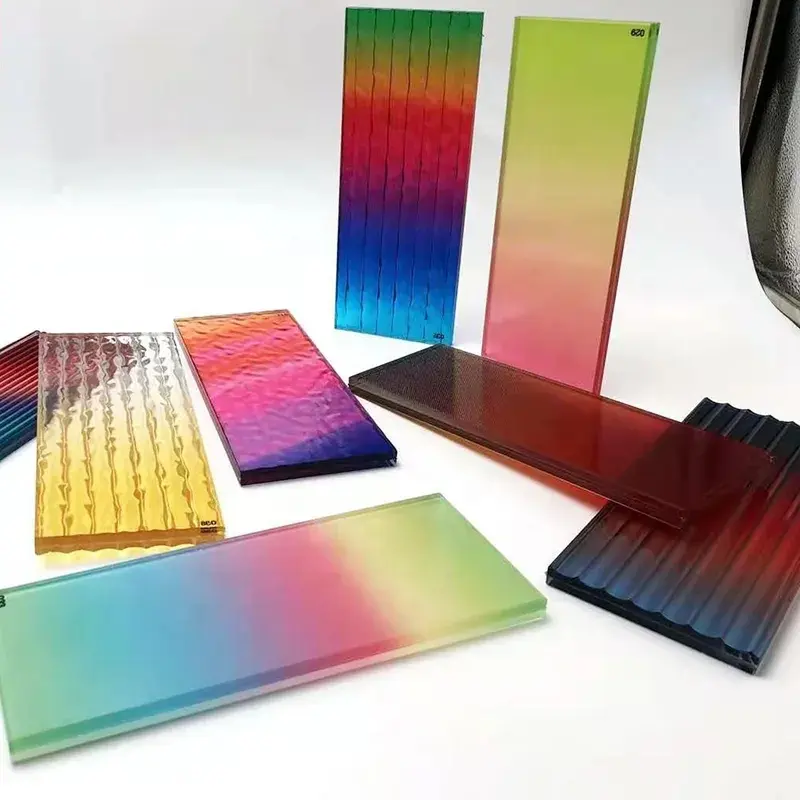 Kaca pelapis kaca lapisan warna-warni seni warna gradien transparan berwarna