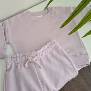 Macacão e calças de treino infantil de algodão orgânico, conjunto de roupas infantis personalizadas para meninas, moletom infantil para streetwear