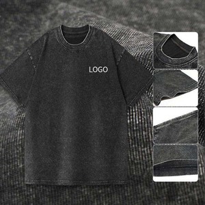 เสื้อยืดโอเวอร์ไซส์สไตล์วินเทจลายโลโก้สั่งทำคุณภาพสูง ผ้าฝ้าย 100% เนื้อเบา สตรีทแวร์สำหรับผู้ชาย ล้างสีแบบแอซิดวอช - Product Image 1