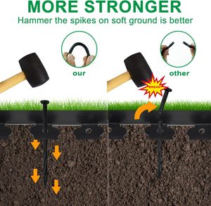 2 Inch Easyflex No-Dig <b>Plastic</b> Garden Edging Border Hollow Shape with Anchoring Spikes Treated Wood for Yard - Product Image 4