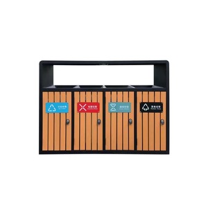 Ngoài Trời Thương Mại Gỗ Và Kim Loại Thùng Rác Có Thể Cho Thành Phố Đường Phố Và Công Viên 4 Trong <span class=keywords><strong>1</strong></span> Đường Phố Rác Bin Công Cộng Tái Chế Bin - Product Image 1