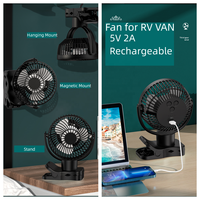 Ventilador OEM de Alta Calidad para RV, 5V, 360 Grados, Control Remoto/Luz LED/Enchufe para Cigarrillos/Base Magnética/USB para Auto, Camión, RV, Exteriores