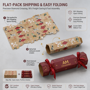 Caja de Regalo de Navidad Personalizada, Empaque Plano de Papel, Cinta para Atar, Papel Recubierto con Relieve para Recuerdos de Fiesta - Product Image 3