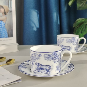 The Manufacturer Sells European Style Bllue Bone China Coffee <b>Sets</b> and Porcelain <b>Cup</b> and Saucer <b>Sets</b> - Product Image 4