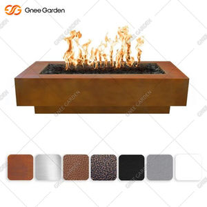 Table de foyer au propane rectangulaire moderne pour l'extérieur, jardin, acier corten, design durable, chauffage efficace, portable, manuel, 2000W - Product Image 3