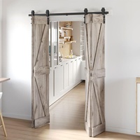 Porte coulissante pliante double à roulettes, style américain moderne et épuré, pour salon et cuisine, avec rail, pour l'intérieur et l'extérieur