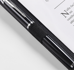 Carpeta de Tapa Dura de Cuero Sintético <span class=keywords><strong>PU</strong></span> con Logotipo Personalizado, Encuadernada con Hojas Sueltas, con Ranuras Interiores de <span class=keywords><strong>PU</strong></span> y Presilla para Bolígrafo, Cierre con Banda Elástica - Product Image 6