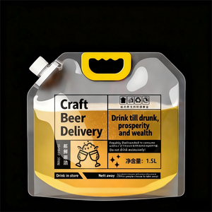 Pochette stand-up PE qualité alimentaire, logo personnalisé. Recyclable pour bière, boissons et stockage liquide. - Product Image 5