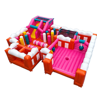Château gonflable rose AirFunPro, thème spatial, en PVC, pour enfants, portable, intérieur/extérieur, pour parcs à thème