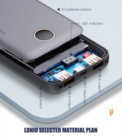 LDNIO PQ10 portátil 2,1 salida 10000mAh con doble Usb alta densidad li-polímero 10000mAh banco de energía
