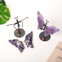 Alas de Mariposa de Cristal de Ágata Rosa Natural Talladas, Adornos de Cristal Encantadores para Decoración, Venta al Por Mayor