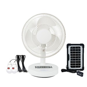 Rechargeable Solar Fan Compact Table With Dual Lighting <b>Bulbs</b> Adjustable 5 Speed Wind Control For Camping Travel Emergency Power - Product Image 4