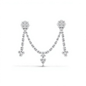 Aarinya Broche Unisex de Lujo con Doble Pin y Cadena de Diamantes, Plata 925, Corte Brillante, Oro Blanco, Engaste de Garra, Joyería para Boda y Fiesta - Product Image 1