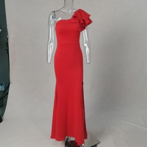 Meilleures ventes Robes de soirée formelles sans manches à fente haute <span class=keywords><strong>Robe</strong></span> élégante drapée Robes basiques - Product Image 5