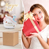 ROOGO Pot de fleurs en résine en forme de maison de neige de Noël avec trou de drainage, mini pot de plantes en forme de chalet d'hiver pour table et jardin