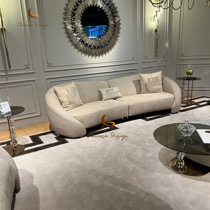 High End Designer Curved Upholstery Soft Decor Pillows Minimalist Luxury Couch Set for Villa Living Room - Product Image 4
