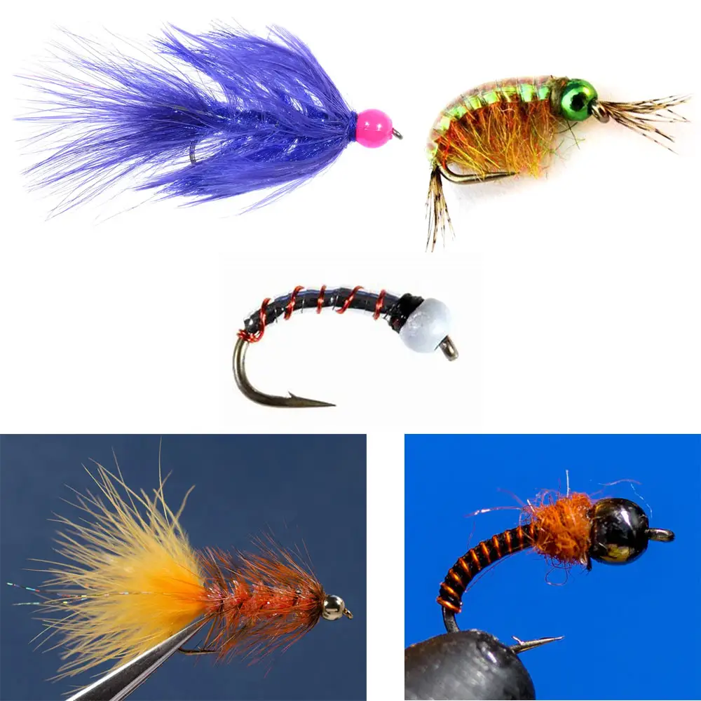 Mosca colorata da pesca che lega perline di perline di perline di testa ninfa Stonefly Streamer pesca a mosca trota materiale legante