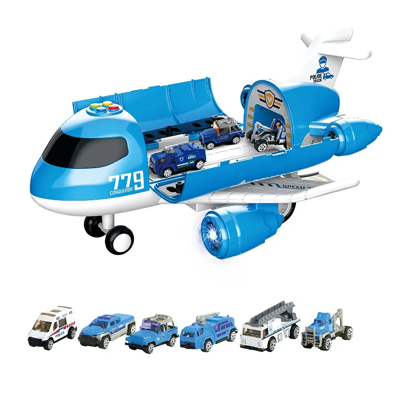 airplane toy with alloy fire vehicle toy set DIY storage airplane toy set