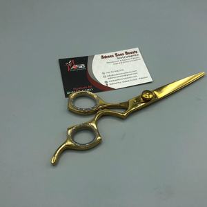 Ciseaux de coiffeur plaqués or de haute qualité professionnels poignée en acier inoxydable pointe droite tranchante coupe de coiffure réglable - Product Image 4