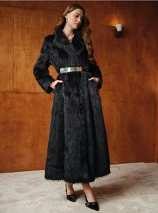 Jaket Bulu Imitasi Lengan Panjang Gaya Vintage dengan Anyaman Bulu Rubah, Mode Musim Gugur Wanita Terbaru - Product Image 2