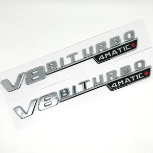 Emblème latéral de garde-boue de voiture V8 <span class=keywords><strong>Biturbo</strong></span> <span class=keywords><strong>4MATIC</strong></span> Logo <span class=keywords><strong>Mercedes</strong></span> C63S W205/W213 E63S W222 GLC63S X253 GLE63S W167 - Product Image 3