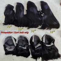 Promotion Letsfly : Perruque Bob à dentelle frontale 13x4, 10, 12, 14, 16 pouces, lisse, 100% cheveux humains, disponible en plusieurs couleurs, vente en gros, à partir de 15$