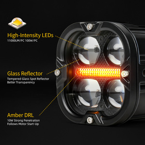 Faro LED Estroboscópico Ámbar de 3 Pulgadas con Luz Alta/Baja, DRL, Regulable, Impermeable IP68, 120W, 4 Lentes, Externo para Motocicleta <span class=keywords><strong>GS</strong></span> GR - Product Image 4