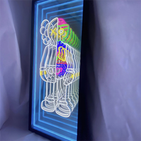 Miroir infini personnalisé avec figurine de dessin animé, miroir abyssal, miroir mural LED infini, ours en peluche, enseignes décoratives au néon