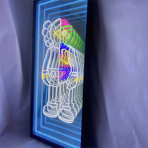 Espejo Infinito con Figura de Dibujos Animados Personalizada, Espejo Abisal con Luces LED, Espejo de Pared Infinito, Letreros Decorativos de Neón con Osito de Peluche - Product Image 1
