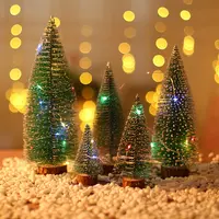 Kerstversiering Groene Mini Kerstboom Gekleurd Met Witte Ceder Tafel Dennennaald Tafelblad Kerstboom Mini