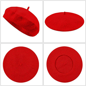 ACE Femmes Solide Couleur Béret 100% Laine Français <span class=keywords><strong>Bonnet</strong></span> Rouge Personnalisé Béret Chapeau, Casquette Béret <span class=keywords><strong>Homme</strong></span> - Product Image 3