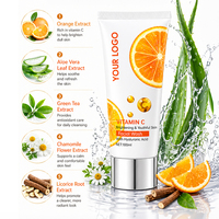 Crème Nettoyante Vitamine C Marque Blanche à l'Extrait d'Aloe Vera et de Thé Vert, Raffermissante, Traitement Anti-Acné, Hydratante et Éclaircissante pour Tous Types de Peau