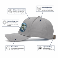 Topi Baseball 6 Panel Model Terstruktur Bahan Katun Twill Gaya Jalanan Mewah Custom Patch, Cocok untuk Aktivitas Luar Ruangan, Memancing, Petualangan, Unisex, Warna Abu-abu, Snapback