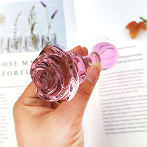 Glazen <span class=keywords><strong>Dildo</strong></span> Roze <span class=keywords><strong>Rose</strong></span> Bloemvorm Vaginale Anale Butt Plug Zelf Comfort Masturbator Speeltjes Voor Vrouw - Product Image 2