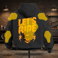 Nouveauté : Sweat à capuche moto personnalisé imprimé par transfert thermique, manches longues, polyester/coton, 380 GSM, coupe oversize, séchage rapide, pour adultes