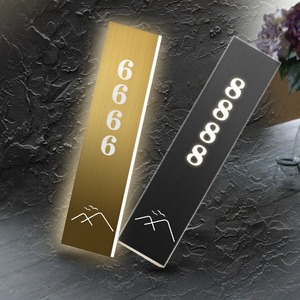 Placa de Puerta de Acero Inoxidable de 350x120 mm con Retroiluminación LED, Letrero de Número de Habitación para Hotel o Restaurante, Personalizable - Product Image 2
