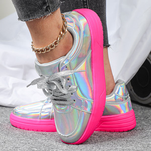 Height Increasing Laser <strong>Glitter</strong> Platform Sneakers Fashion Rainbow Reflection <strong>Trainer</strong> Versatile Street Style Sneaker for <strong>Women</strong> - Product Image 2