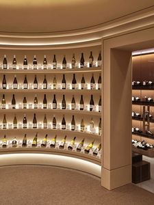 <span class=keywords><strong>Vitrine</strong></span> à vin en bois avec éclairage LED, étagère à vin du sol au plafond avec <span class=keywords><strong>vitrine</strong></span> en verre pour le stockage et la présentation de vin rouge et de bière - Product Image 4