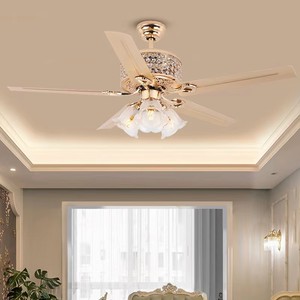 European Crystal Ceiling Fan <b>Light</b> Fixture Fandelier LED Remote 6-Speed Reversible DC Motor 52inch Blade 30-34dB Quiet High CRI - Product Image 5